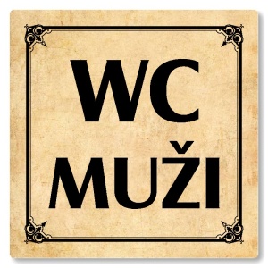 WC muži, 100x100mm, pergamen, Nebraska